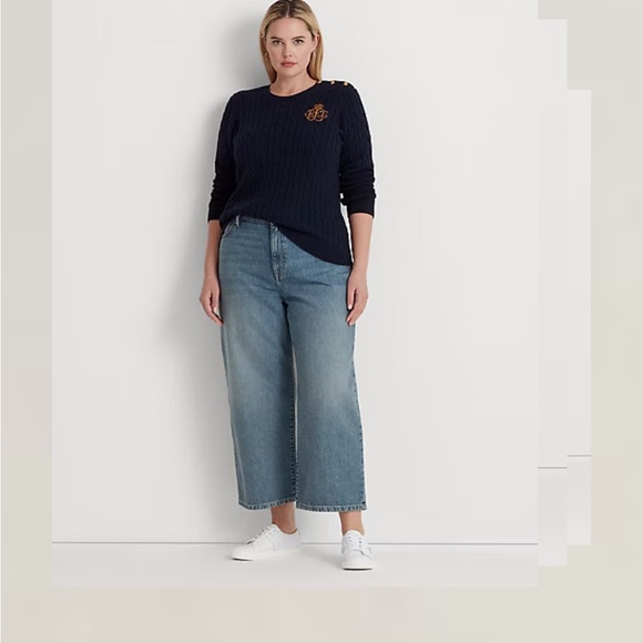 ❤️Ralph Lauren Plus Size High-Rise Wide-Leg Jean 16W - Picture 1 of 12